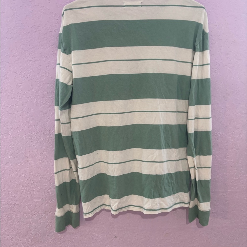 PacSun Green and White Striped Long Sleeve Tee